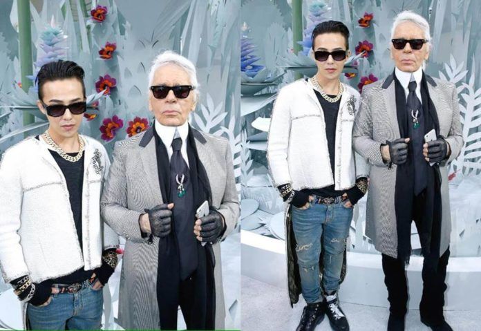 G-Dragon và "thầy phù thủy thiết kế" Karl Lagerfeld tại show Chanel (Ảnh internet)