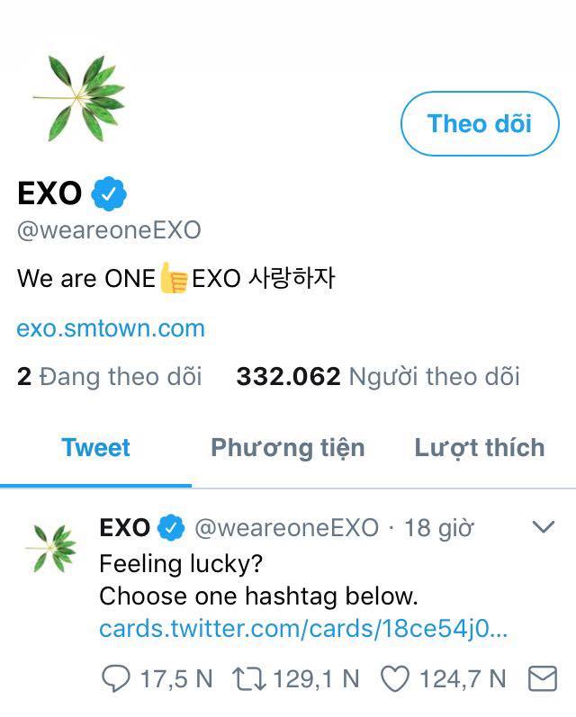 Account Twitter của EXO