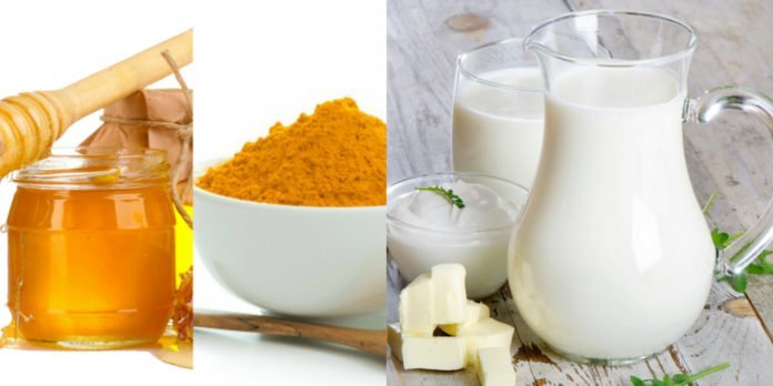 Tinh bột nghệ - mật ong - sữa tươi, làm sạch da hiệu quả, loại bỏ mọi tế bào chết