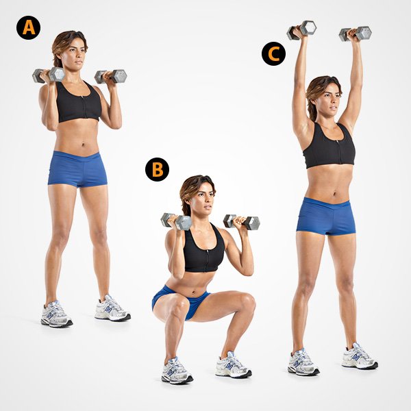 bài tập dumbbell thrusters