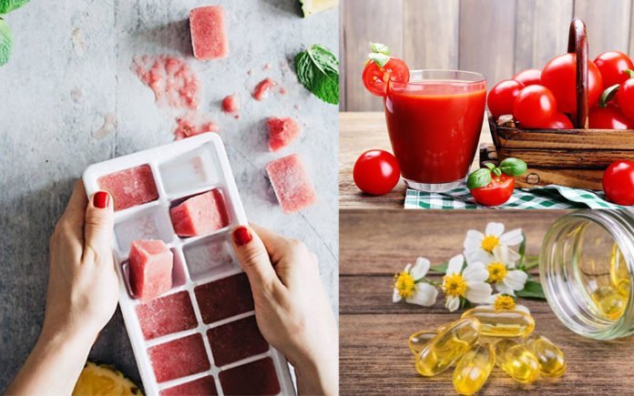 Đá viên cà chua và vitamin E