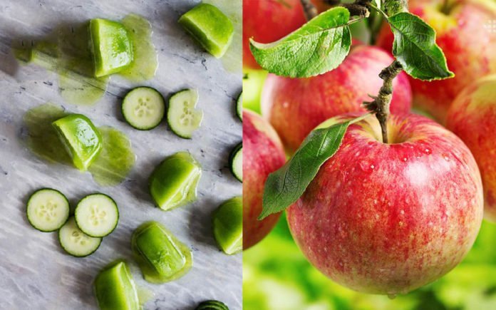 Đá viên dưa leo và táo