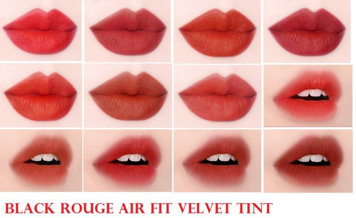 Tổng quan bảng màu son Black Rouge Air Fit Velvet Tint (nguồn: ảnh Internet)