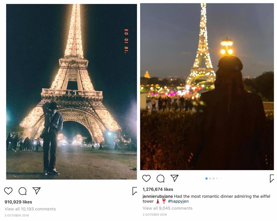 Hẹn hò vô cùng lãng mạn tại thành phố Paris hoa lệ (Ảnh: @zkdlin, @jennierubyjane)
