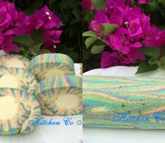 Bánh bông lan cuốn ngũ sắc