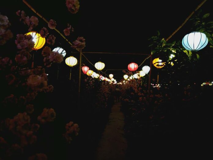 Cocoland vào buổi tối thật lung linh với những chiếc đèn lồng rực rỡ