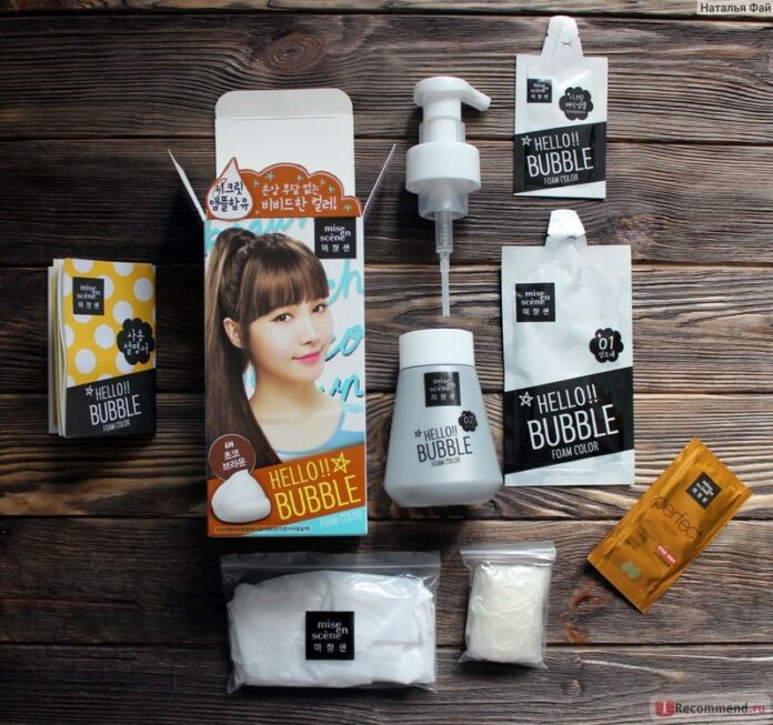 bao bì của thuốc nhuộm tóc dạng bọt Mise En Scene (Nguồn:Internet)