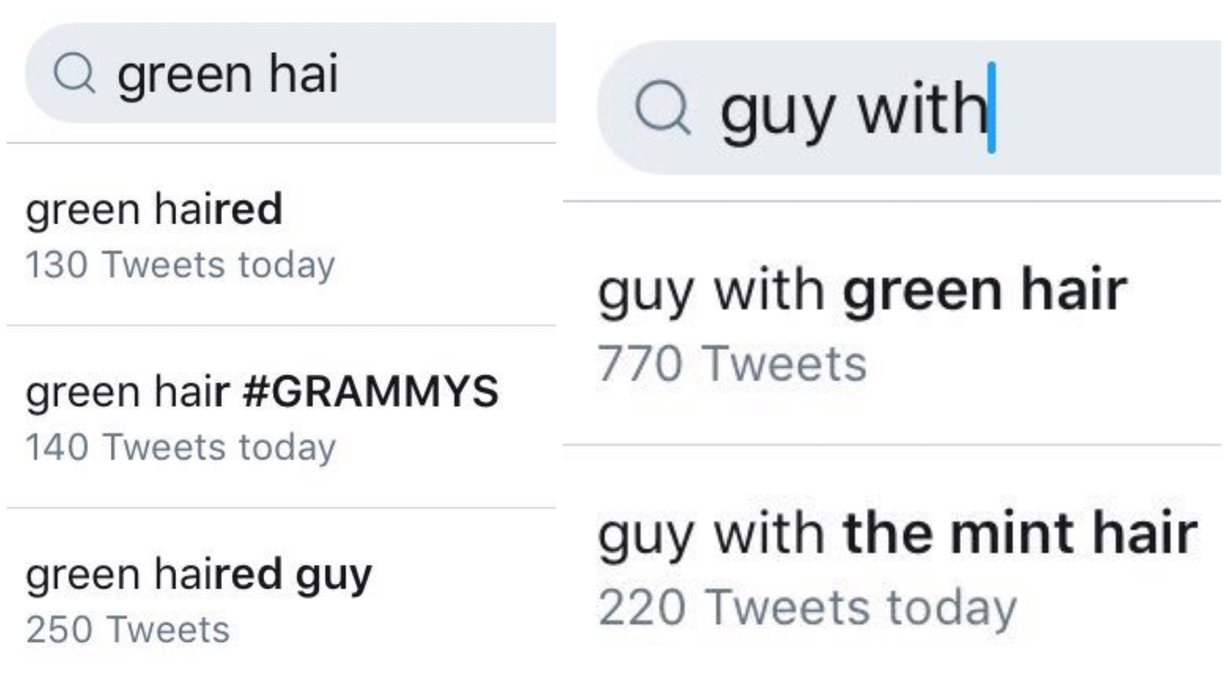 "The guy with grenn hair" xuất hiện khắp nơi trên Twitter (Ảnh: Twitter)
