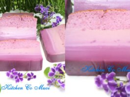 Bánh bông lan custard màu tím lá cẩm