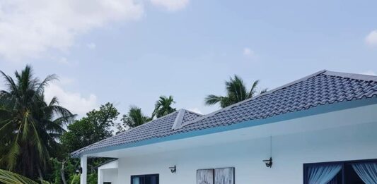 Khung cảnh hồ bơi tại Cocoland Homestay