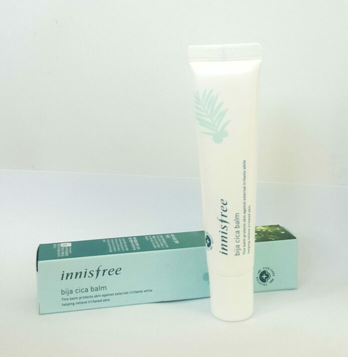 Thiết kế bao bì của gel trị mụn Innisfree Bija Cica Balm. (Nguồn: Internet)