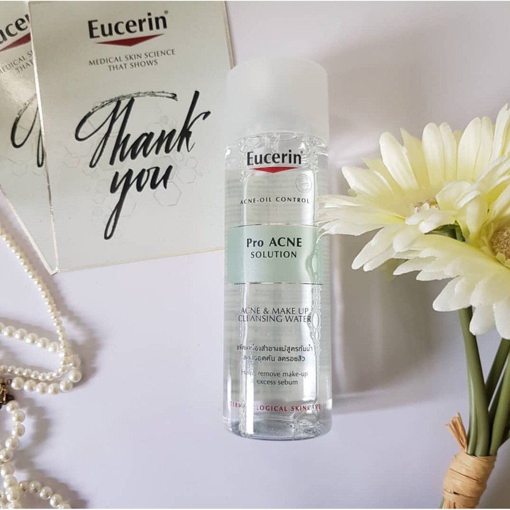 Review nước tẩy trang dành cho da mụn Eucerin ProAcne Acne Make Up Cleansing Water
