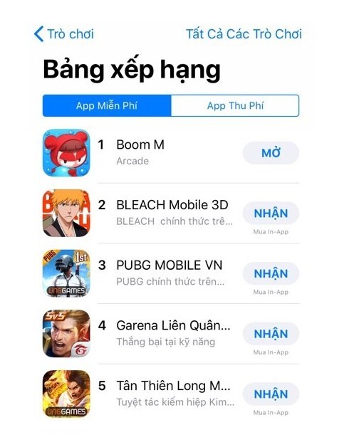 Top 1 game miễn phí trên App Store