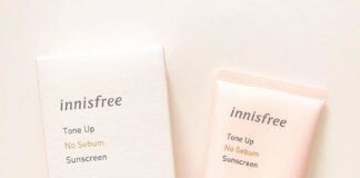 Innisfree Tone Up No Sebum Sunscreen có thiết kế đơn giản và đáng yêu. (nguồn: Internet)