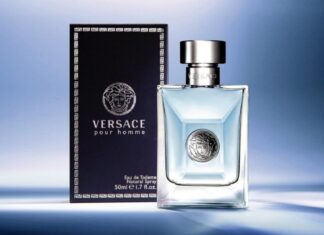 Vỏ ngoài sản phẩm nước hoa Versace Pour Homme (ảnh: internet).