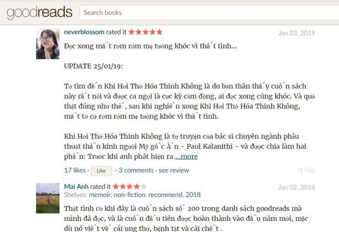 Review của độc giả về Khi Hơi Thở Hóa Thành Thinh Không ( Nguồn: BlogAnChoi)