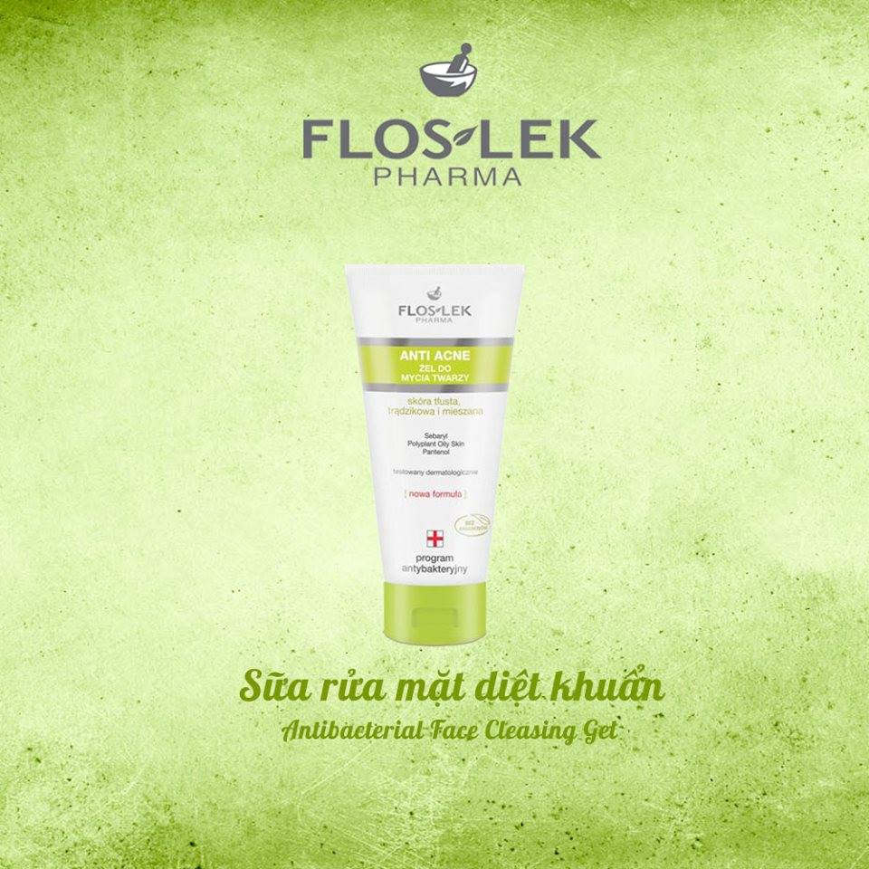 Review sữa rửa mặt trị mụn Floslek Antibacterial Face Cleansing Gel