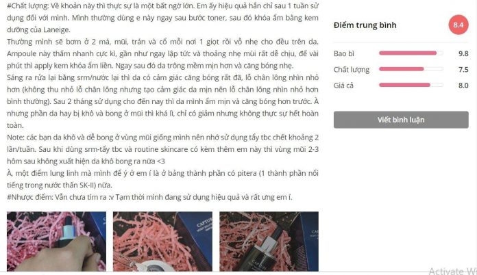 Đánh giá trên Sheis đối với phiên bản Moist. (nguồn: BlogAnChoi)