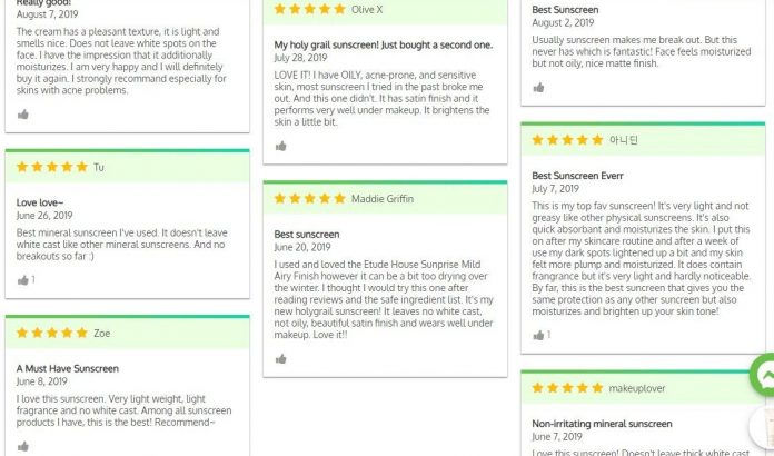 Đánh giá của khách hàng trên Yesstyle. (Nguồn: BlogAnChoi).