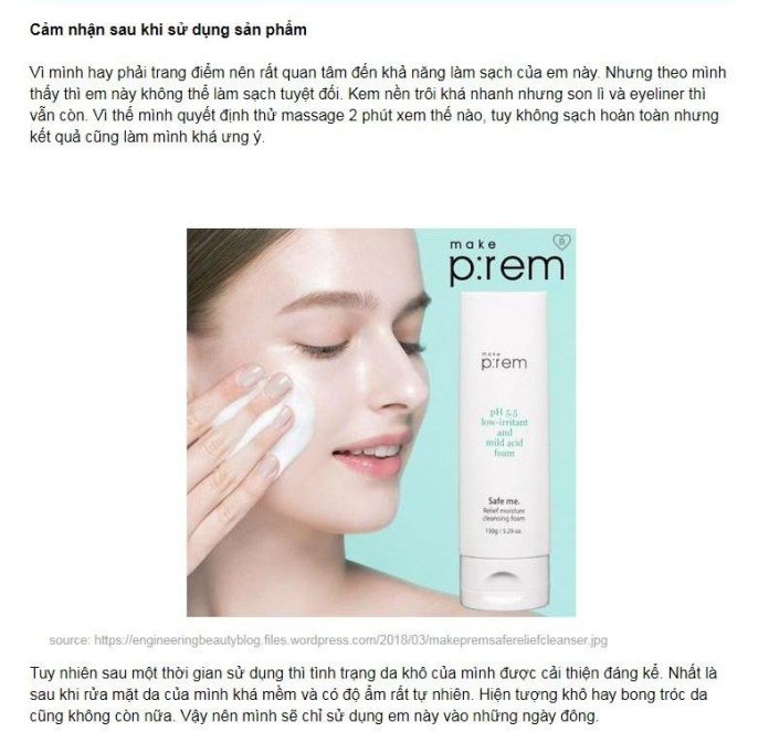 Đánh giá từ khách hàng trên web Beautiesvietnam. (Nguồn: BlogAnChoi).