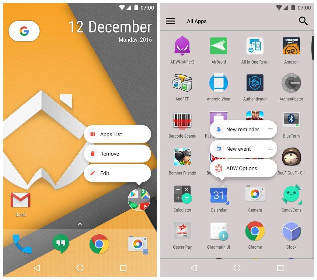 ADW Launcher 2 với rất nhiều tùy chỉnh giao diện. Ảnh: internet