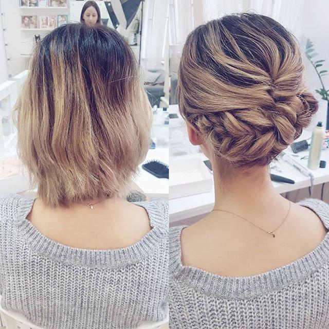 Bằng cách kết hợp giữa bím tóc và búi, nàng tóc ngắn có ngay kiểu tóc độc đáo và xinh đẹp. (Ảnh: Internet)