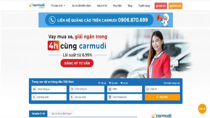 Trang web mua bán xe ô tô cũ Carmudi.vn. Ảnh: internet