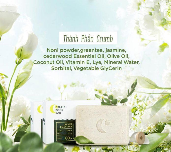 Thành phần của xà phòng trị mụn lưng Crumb Body Bar. (Nguồn: Internet)