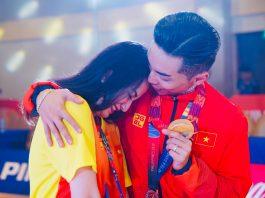 Khánh Thi không kìm được nước mắt khi ông xã Phan Hiển đoạt HCV Seagames 30 dong-vien