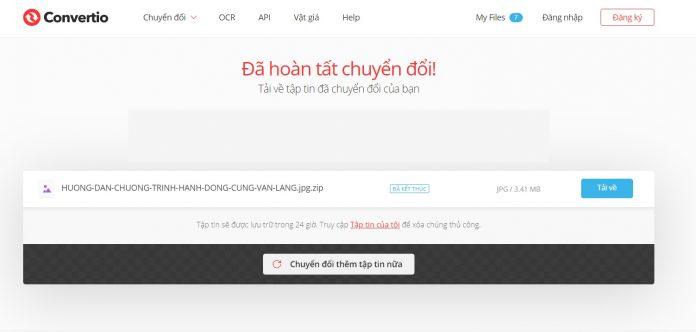 Sau khi hoàn tất quá trình chuyển đổi thì bạn có thể tải file về ngay. Ảnh: BlogAnChoi