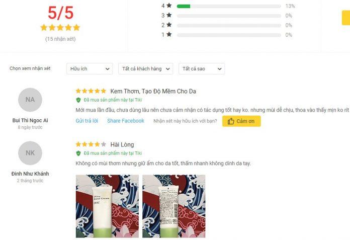 Đánh giá từ khách hàng sử dụng sản phẩm trên trang Tiki (Ảnh: BlogAnChoi)