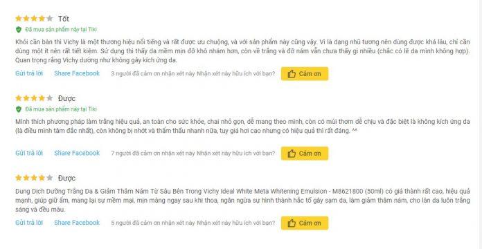 Đánh giá từ khách hàng sử dụng sản phẩm trên Tiki (Ảnh: BlogAnChoi)