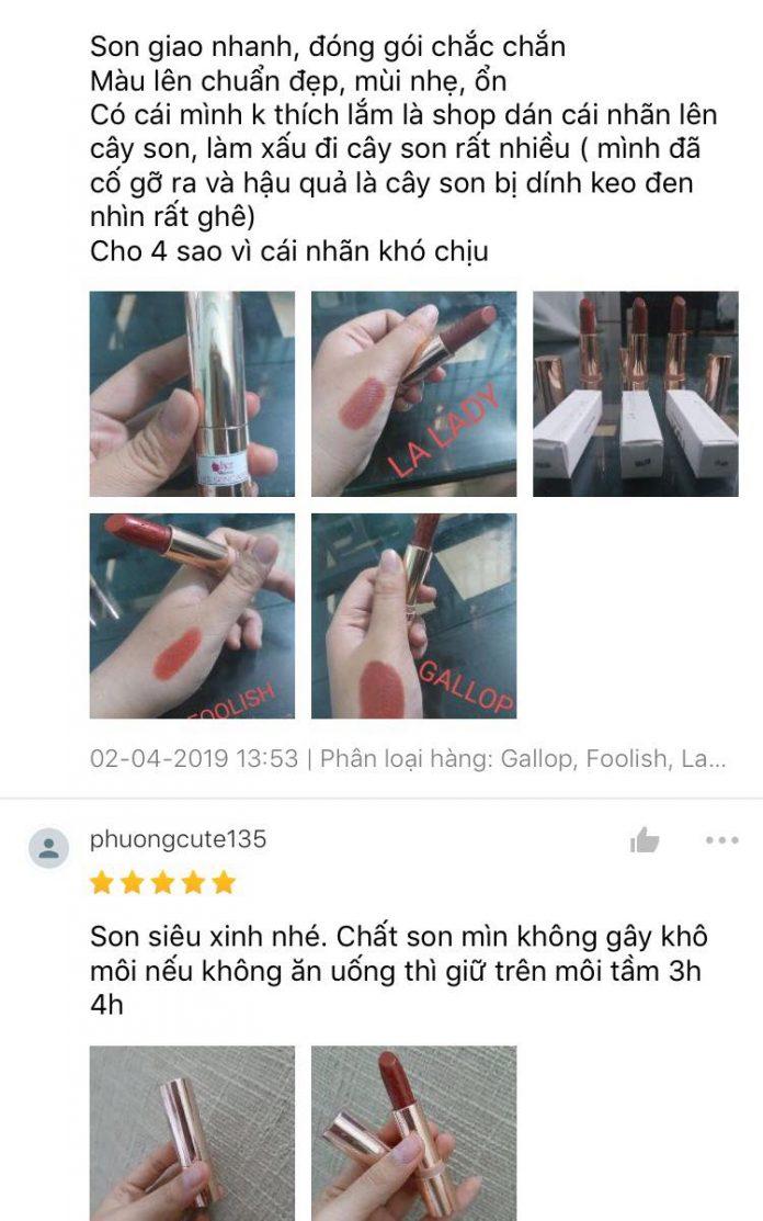 Đánh giá của khách hàng trên Shopee