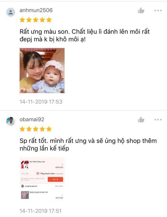 Đánh giá của khách hàng trên Shopee