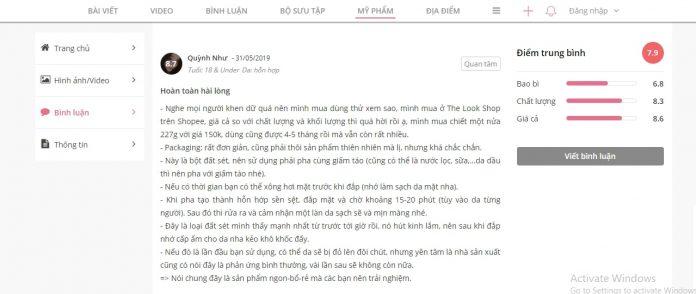 Review của khách hàng trên Sheis (Ảnh: BlogAnChoi)