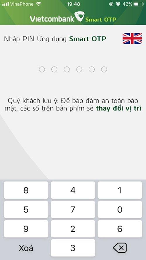 Nhập mã PIN trong ứng dụng. Ảnh: internet