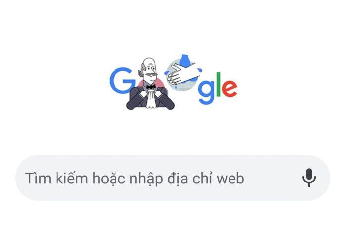 Hình ảnh của Ignaz Semmelweis trên trang chủ của Google nhằm tôn vinh ông. Nguồn: Internet
