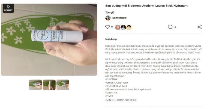 Nhận xét tích cực từ một khách hàng sử dụng sản phẩm trên trang Fime.vn