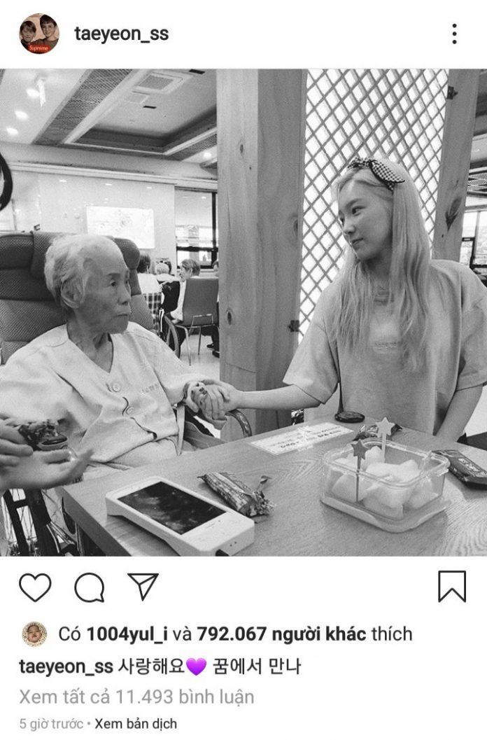 Taeyeon chia sẻ thông tin về bà của mình trên Instagram.