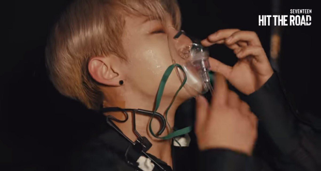 Hình ảnh Hoshi thở bằng ống thở trong teaser (Nguồn: YouTube SEVENTEEN)