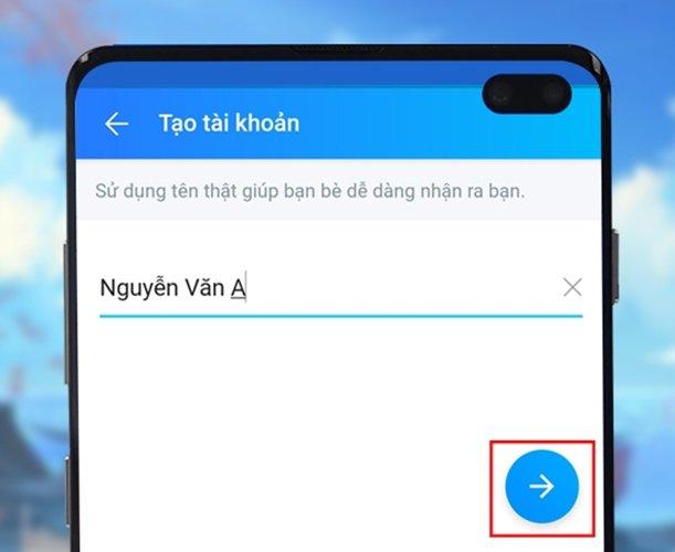 Nhập họ tên cho tài khoản Zalo của bạn. Ảnh: internet Nhập họ tên cho tài khoản Zalo của bạn. Ảnh: internet