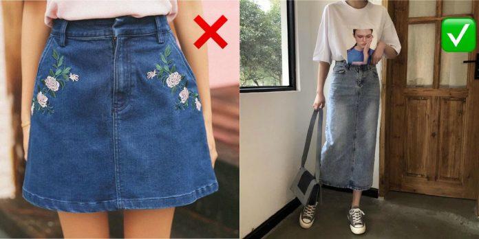 Chân váy jeans thêu hoa tạp nhường "ngôi" lại cho mẫu chân váy midi trơn (ảnh: internet)