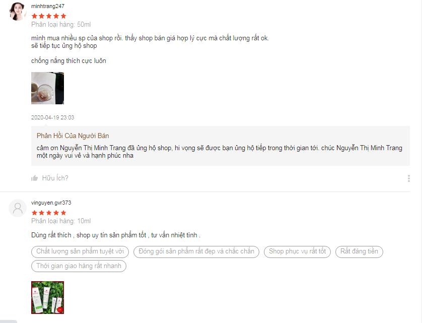 Những nhận xét tích cực của khách hàng trên trang Shopee (ảnh: BlogAnChoi).