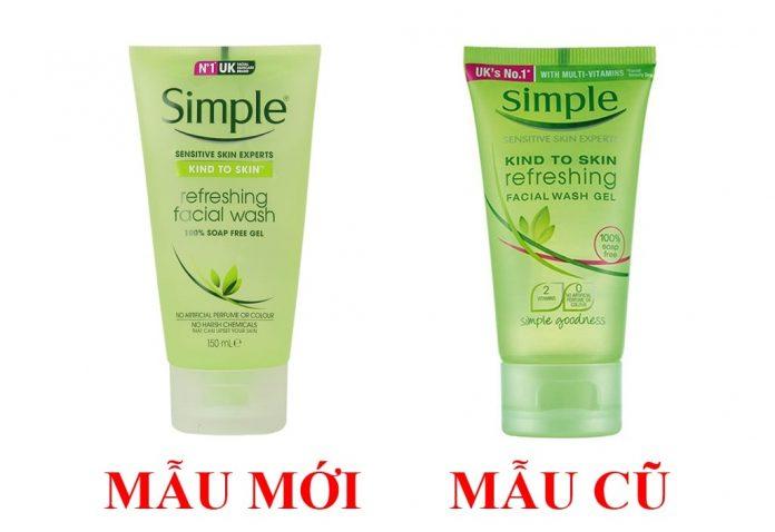 Tham khảo mẫu mới và mẫu cũ của sữa rửa mặt Simple Kind To Skin Refreshing Facial Wash Gel (Ảnh: Internet) Tham khảo mẫu mới và mẫu cũ của sữa rửa mặt Simple Kind To Skin Refreshing Facial Wash Gel (Ảnh: Internet)