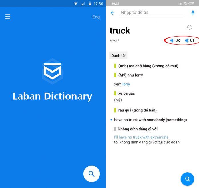 Sử dụng phần phát âm của app từ điển cho trò chơi tiếng Anh. (Ảnh: BlogAnChoi)