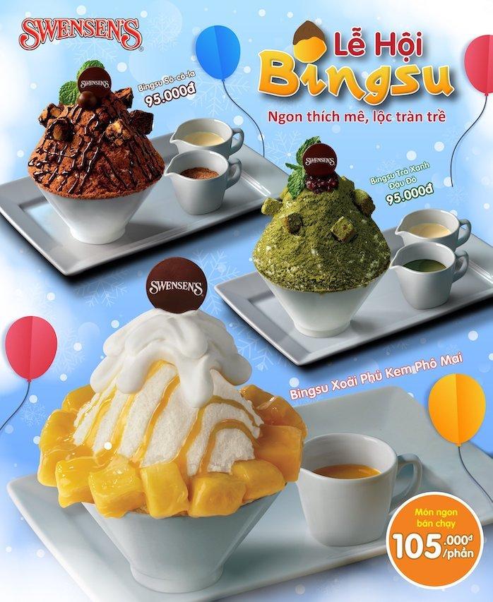 Các Fan Bingsu không nên bỏ qua menu Bingsu siêu ngon ở Swensen nhé (Nguồn: Fanpage Swensen's VN)