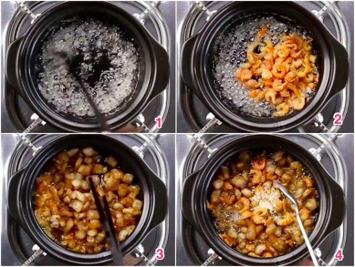 Bước 3: Sơ chế thịt ba chỉ và tôm khô (Nguồn: Internet)