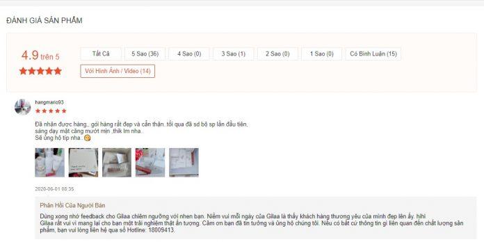 Review đánh giá thực tế của khách hàng đã sử dụng sản phẩm dưỡng trắng da Gilaa Saffron Tone Up Repair. (Nguồn: BlogAnChoi)