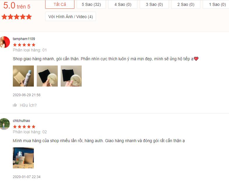 Những phản hồi tích cực của người dùng về sản phẩm trên trang Shopee (ảnh: BlogAnChoi).