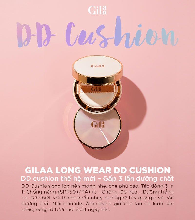 Gilaa Long Wear DD Cushion thế hệ mới chứa gấp 3 lần dưỡng chất giúp dưỡng da trắng sáng, bảo vệ và chống lão hóa da. (Nguồn: Internet)
